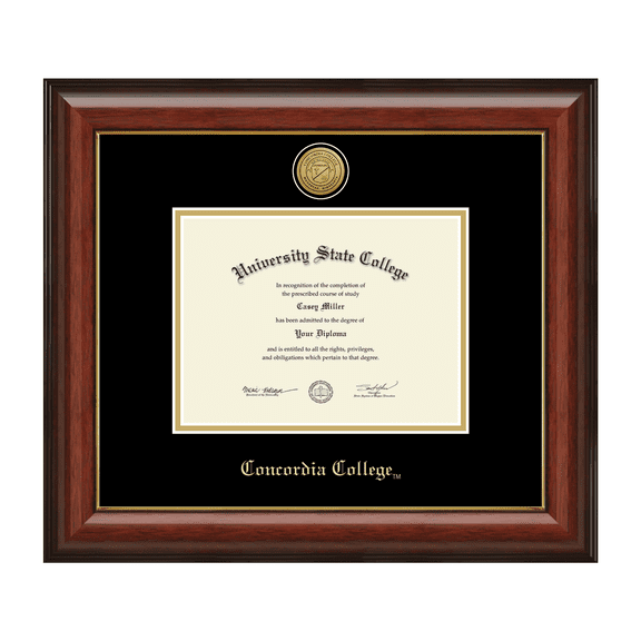 Framerly - Concordia Moorhead Diploma Frame with Black and Gold Mat