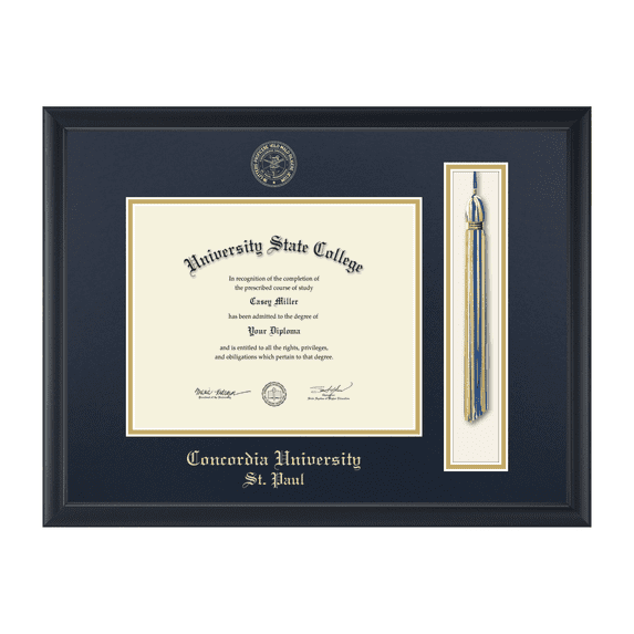 Framerly - Concordia Saint Paul Minnesota Tassel Diploma Frame In Black Moulding
