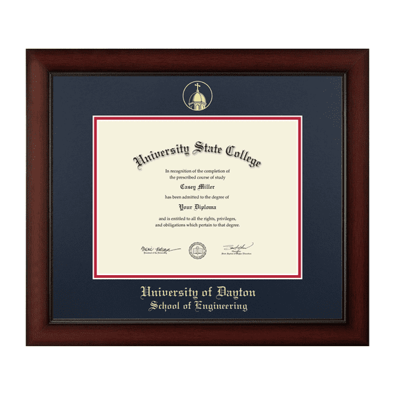 Framerly - Dayton Engineering Diploma Frame with Navy and Red Mat
