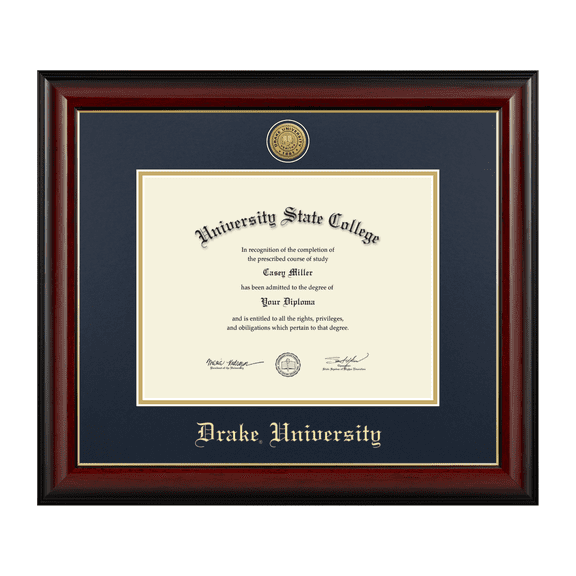 Framerly - Drake Diploma Frame with Navy and Gold Mat