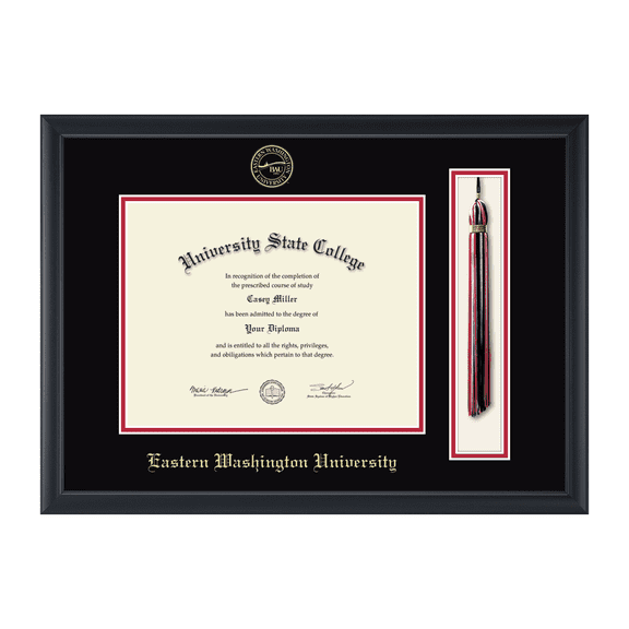 Framerly - EWU Tassel Diploma Frame with Black and Red Mat