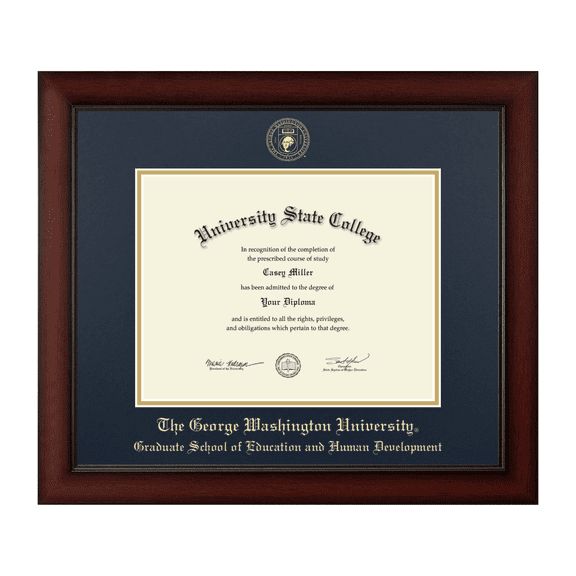Framerly - GWU Education Diploma Frame with Navy and Gold Mat