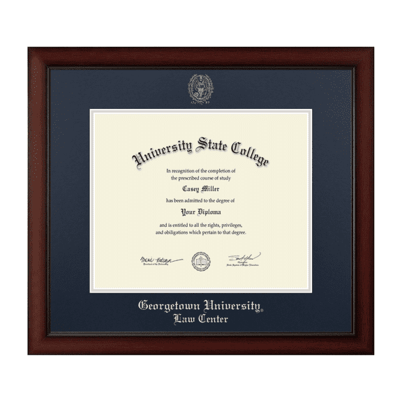 Framerly - Georgetown Law Diploma Frame with Navy and Silver Mat