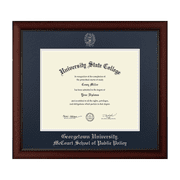 Framerly - Georgetown University Mccourt School of Public Policy 17w x 14h Diploma Frame - Fits a bachelors, masters and phd - Silver Embossed Diploma Frame