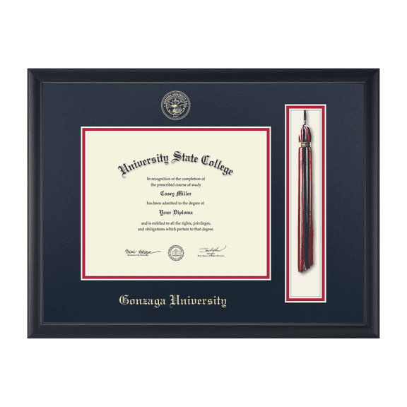 Framerly - Gonzaga Tassel Diploma Frame with Navy and Red Mat