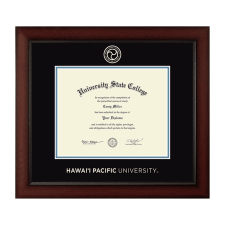 Framerly - HPU Diploma Frame with Black and Medium Blue Mat