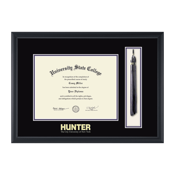 Framerly - Hunter Tassel Diploma Frame with Black and Purple Mat