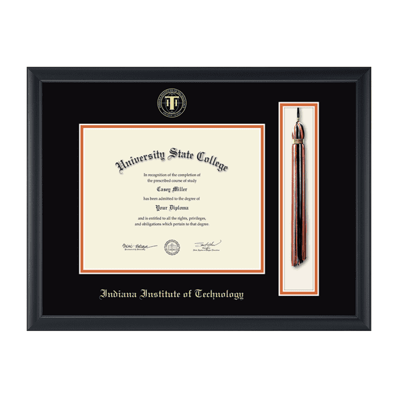 Framerly - Indiana Institute Technology Tassel Diploma Frame In Black Moulding