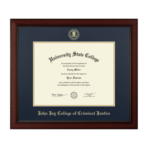 Framerly - John Jay Criminal Justice Diploma Frame with Navy and Gold Mat
