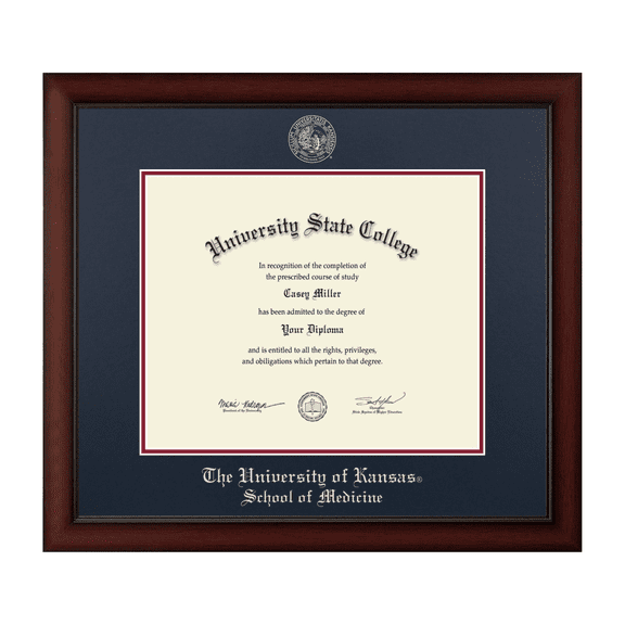 Framerly - KU Medicine Diploma Frame with Navy and Crimson Mat