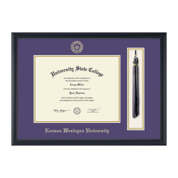 Framerly - KWU Tassel Diploma Frame with Purple and Gold Mat