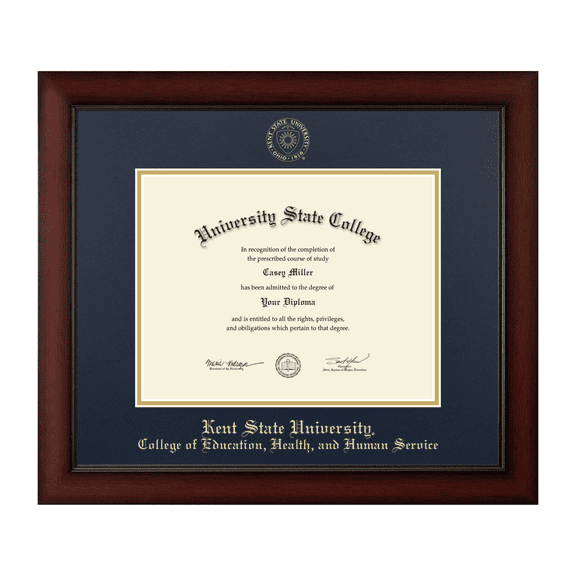 Framerly - Kent State Education Diploma Frame with Navy and Gold Mat