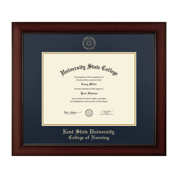 Framerly - Kent State Nursing Diploma Frame with Navy and Gold Mat