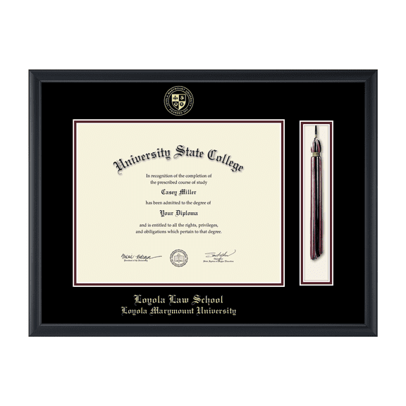 Framerly - LMU Tassel Diploma Frame with Black and Maroon Mat