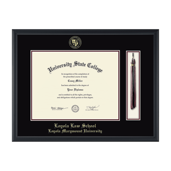 Framerly - LMU Tassel Diploma Frame with Black and Maroon Mat