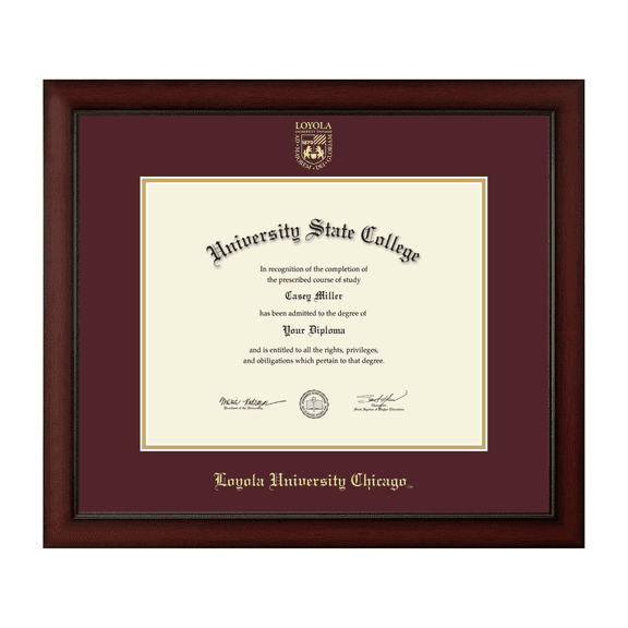 Framerly - LUC Diploma Frame with Maroon and Gold Mat