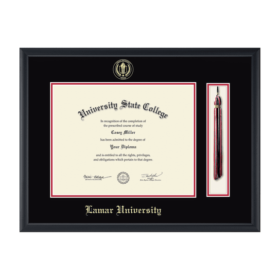 Framerly - Lamar Tassel Diploma Frame with Black and Red Mat
