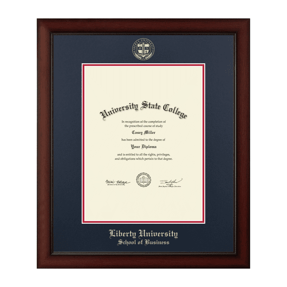 Framerly - Liberty Business Diploma Frame with Navy and Red Mat