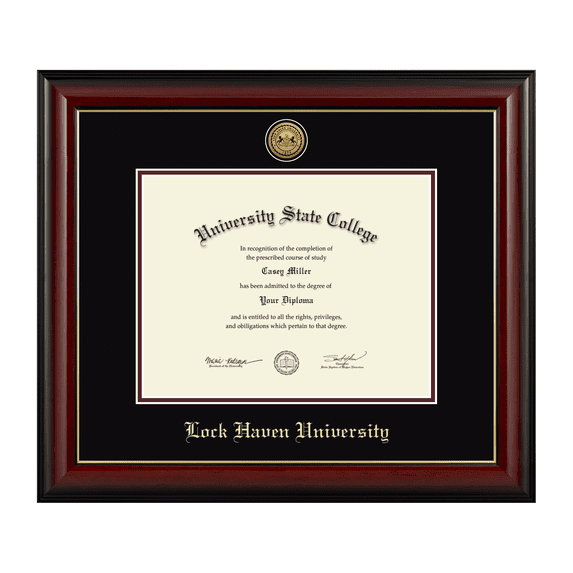 Framerly - Lock Haven Diploma Frame with Black and Maroon Mat