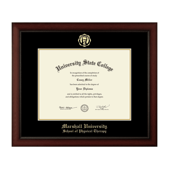 Framerly - Marshall Physical Therapy Diploma Frame with Black and Gold Mat