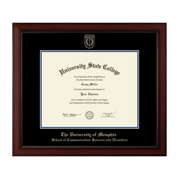 Framerly - Memphis Communication Diploma Frame with Black and Royal Blue Mat