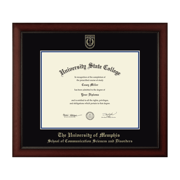 Framerly - Memphis Communication Diploma Frame with Black and Royal Blue Mat