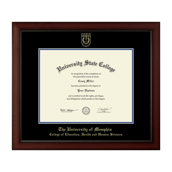 Framerly - Memphis Education Diploma Frame with Black and Royal Blue Mat