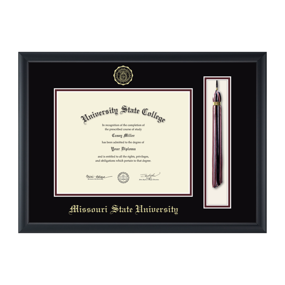 Framerly - Missouri State Tassel Diploma Frame with Black and Maroon Mat