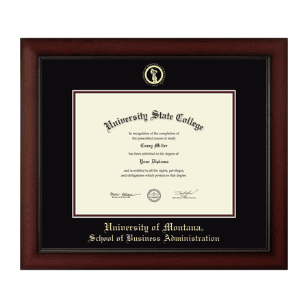 Framerly - Montana Missoula Business Diploma Frame with Black and Maroon Mat