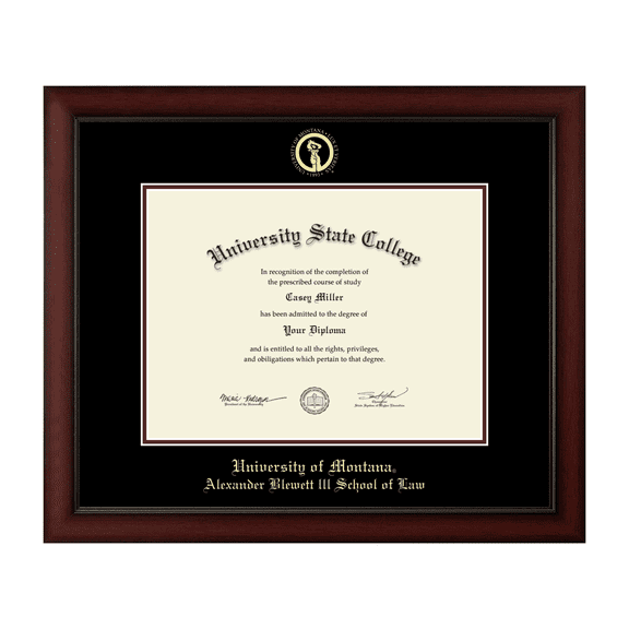 Framerly - Montana Missoula Law Diploma Frame with Black and Maroon Mat
