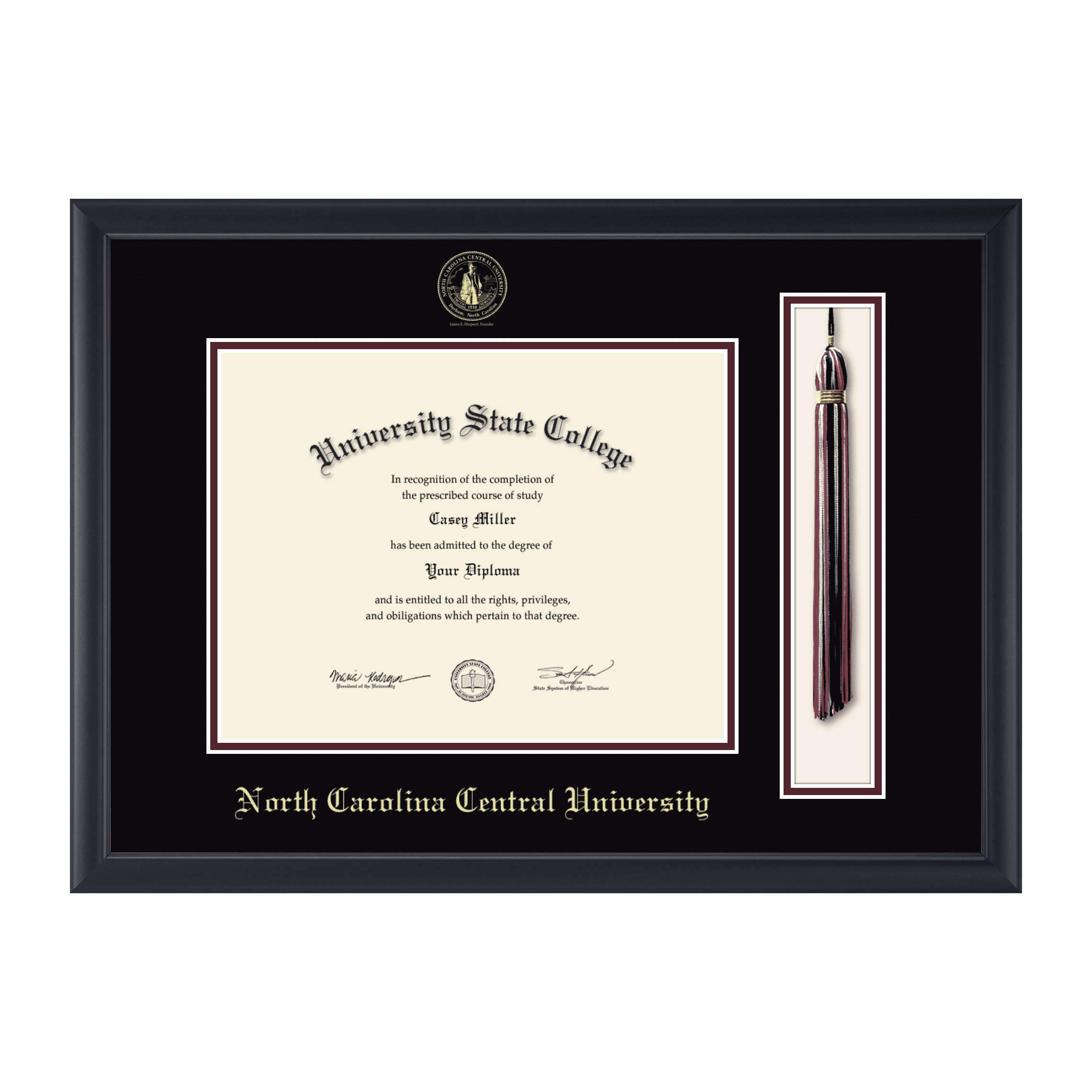 Framerly - NCCU Tassel Diploma Frame with Black and Maroon Mat ...