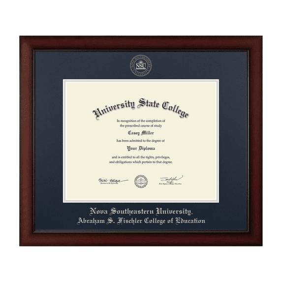 Framerly - NSU Education Diploma Frame with Navy and Silver Mat