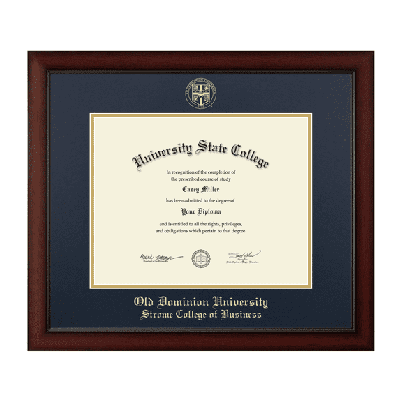 Framerly - ODU Business Diploma Frame with Navy and Gold Mat