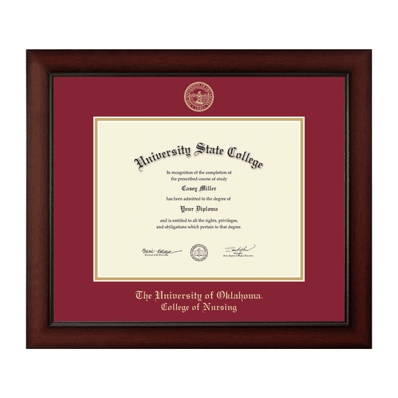 Framerly - OU Nursing Diploma Frame with Crimson and Gold Mat