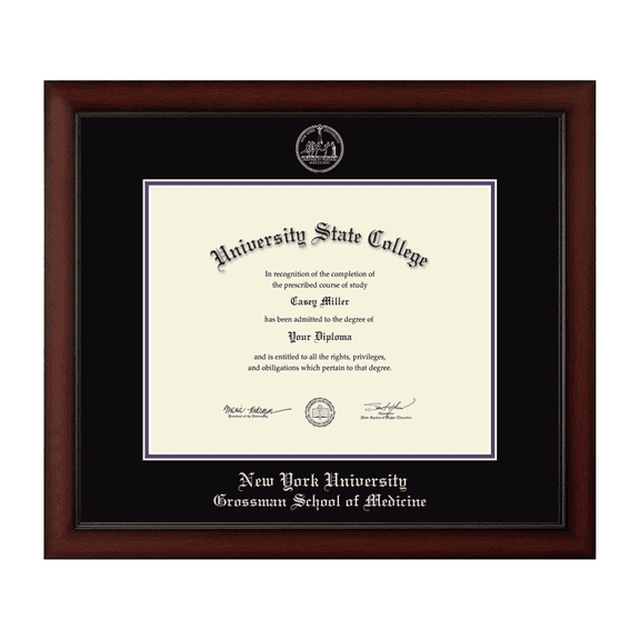 Framerly - NYU Medicine Diploma Frame with Black and Purple Mat