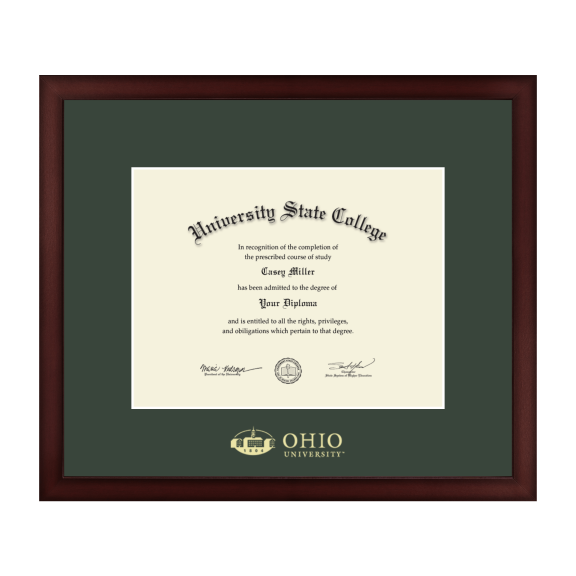 Framerly - Ohio Eastern Diploma Frame with Williamsburg Green Mat