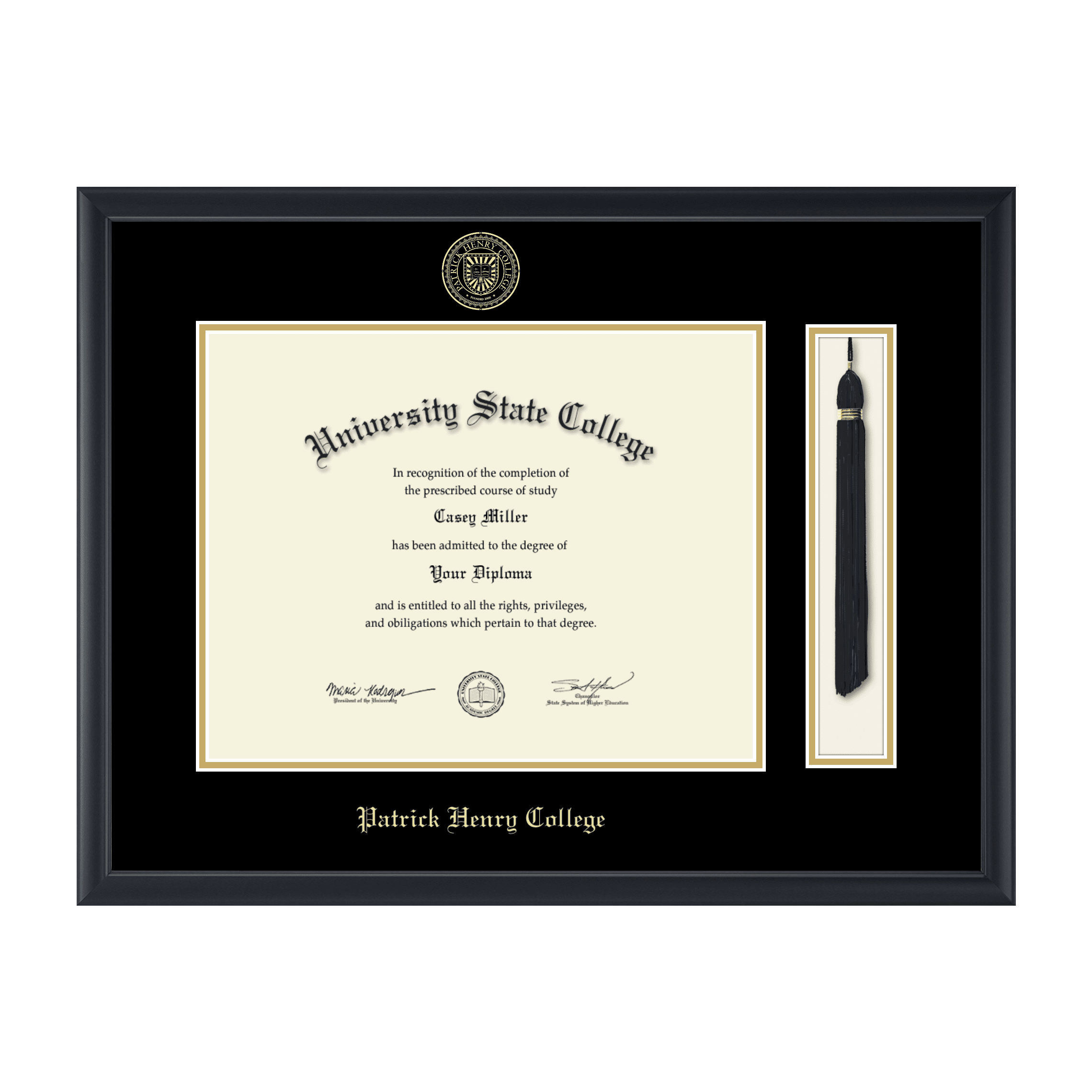 State Bar of Texas Diploma Frame in Legacy Black Cherry with Black & Gold Mats