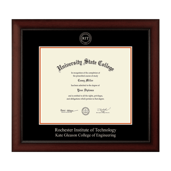Framerly - RIT Engineering Diploma Frame with Black and Orange Mat