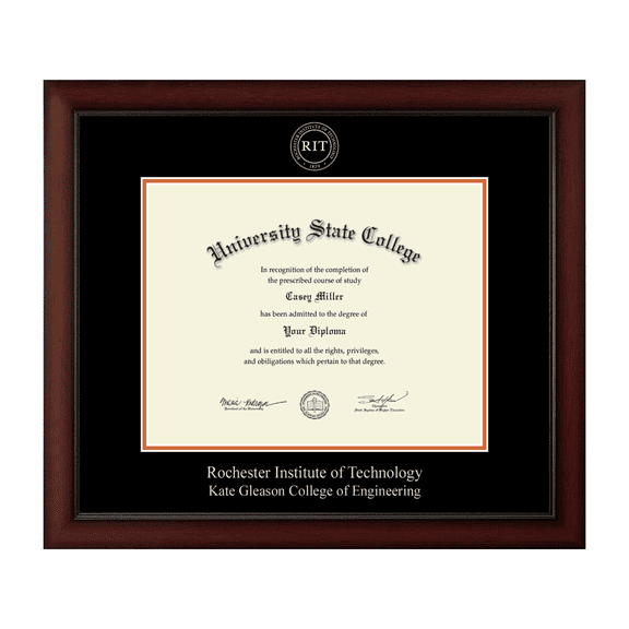 Framerly - RIT Engineering Diploma Frame with Black and Orange Mat
