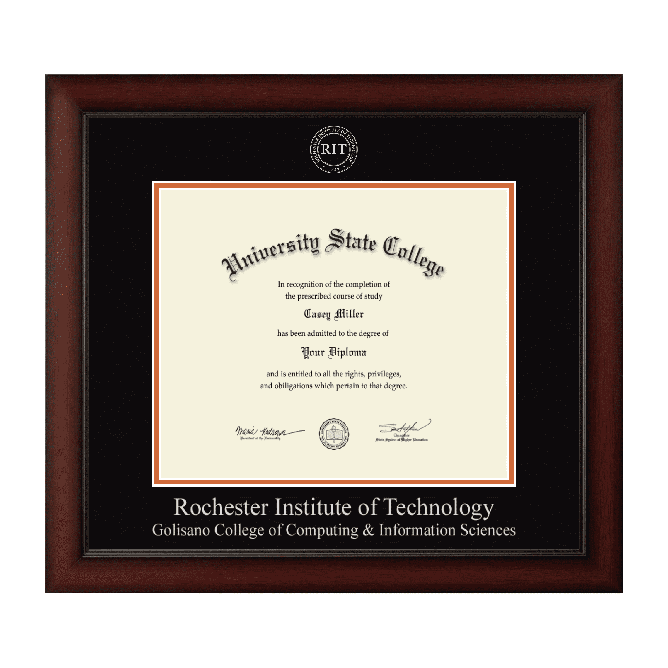 Framerly - RIT Information Diploma Frame with Black and Orange Mat ...