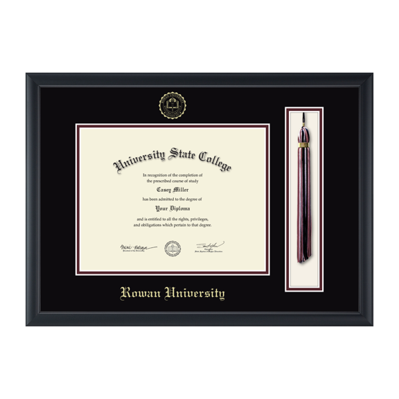 Framerly - Rowan Tassel Diploma Frame with Black and Maroon Mat
