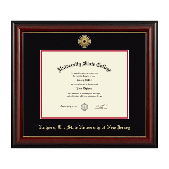Framerly - Rutgers Diploma Frame with Black and Red Mat
