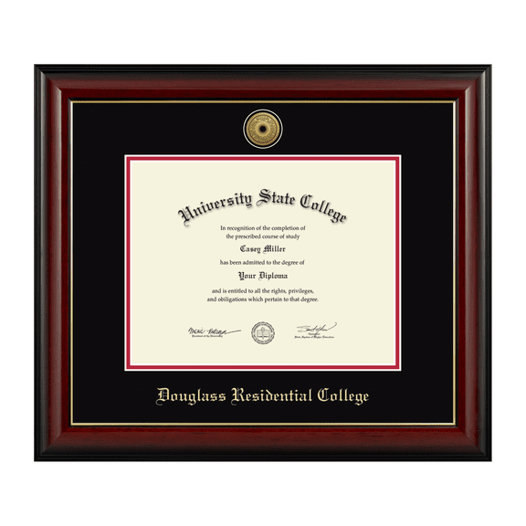 Framerly - Rutgers Douglass Residential Diploma Frame with Black and Red Mat