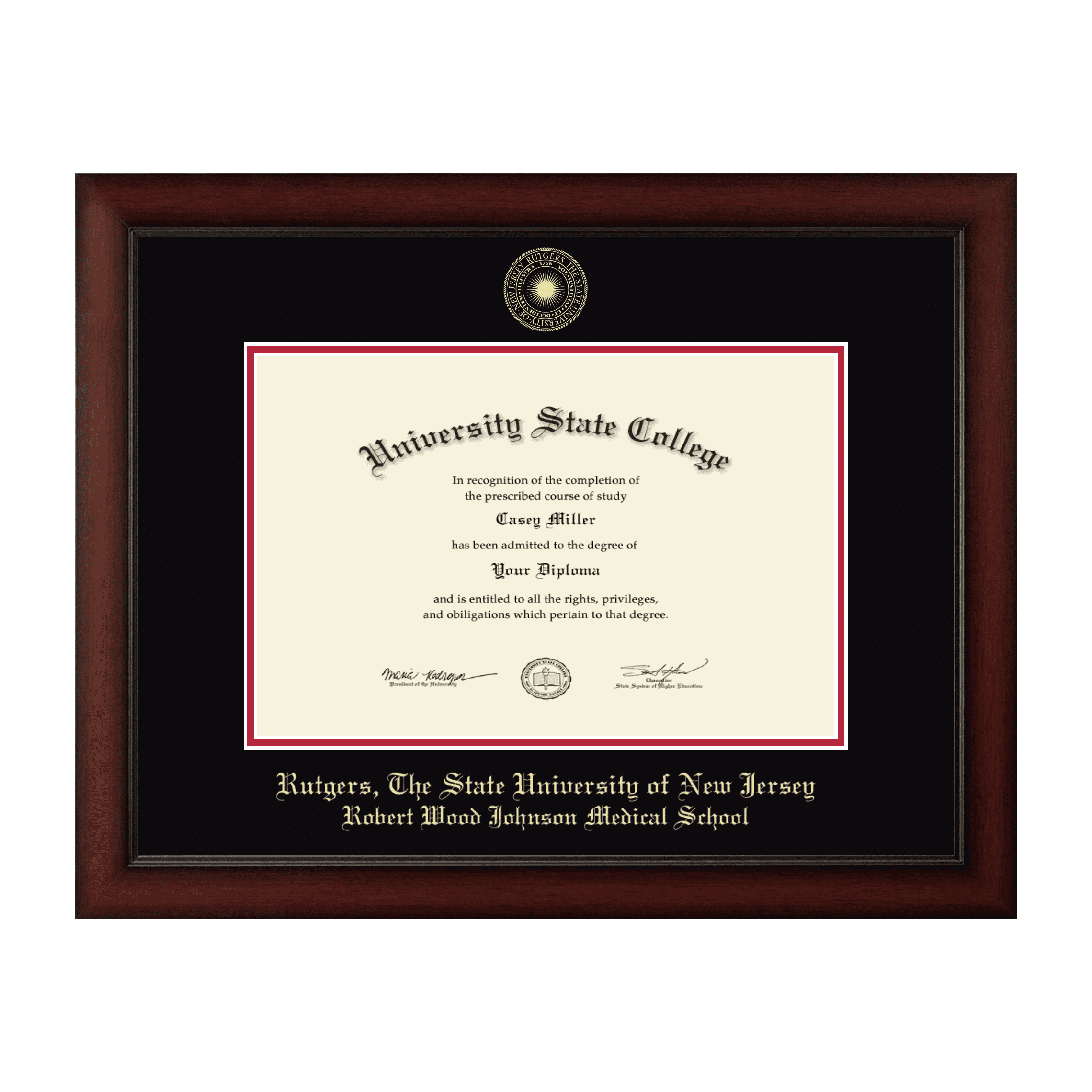 David Frame Rutgers Framerly - Rutgers Medical Diploma Frame with Black and Red Mat ...