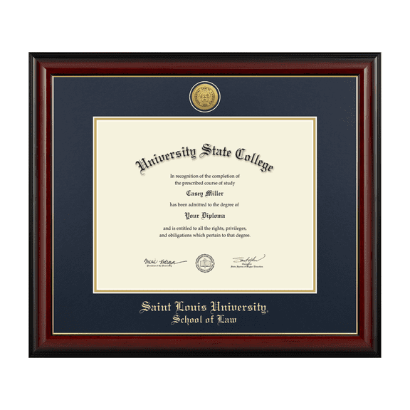 Framerly - SLU Law Diploma Frame with Navy and Gold Mat