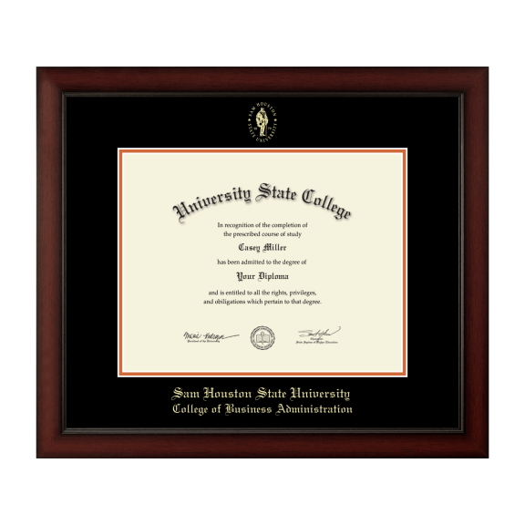 Framerly - SHSU Business Diploma Frame with Black and Bright Orange Mat