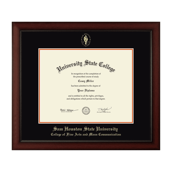 Framerly - Sam Houston State University College of Fine Arts and Mass Communication 14w x 11h Diploma Frame - Fits a bachelor's, master's and phd - Gold Embossed Diploma Frame
