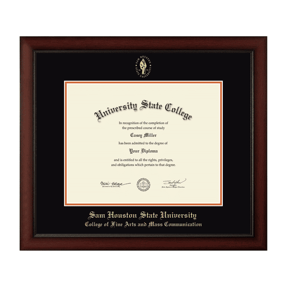 Framerly - SHSU Communication Diploma Frame with Black and Bright Orange Mat