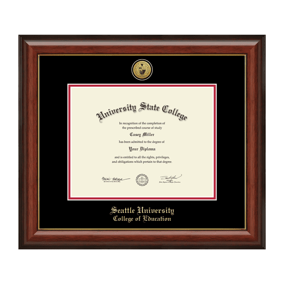 Framerly - Seattle Education Diploma Frame with Black and Red Mat