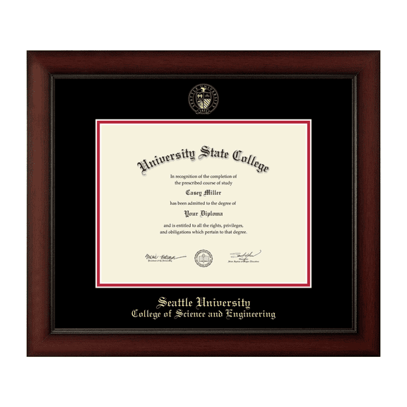 Framerly - Seattle Engineering Diploma Frame with Black and Red Mat